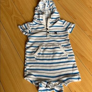 Hurley 9 month hooded onesie.